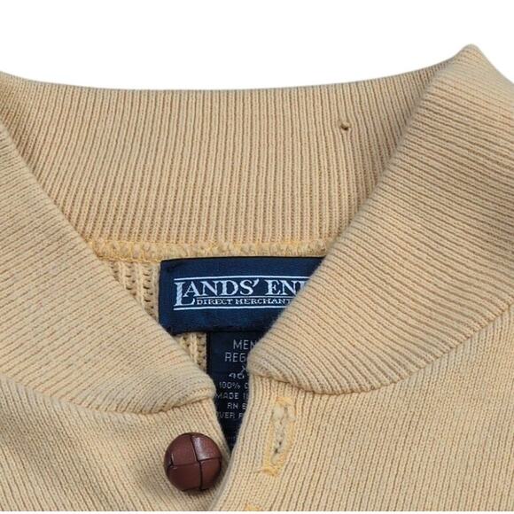 Vintage Lands End Chunky Knit Henley Sweater Men XL Preppy Old Money Grandpa 90s - Picture 3 of 5